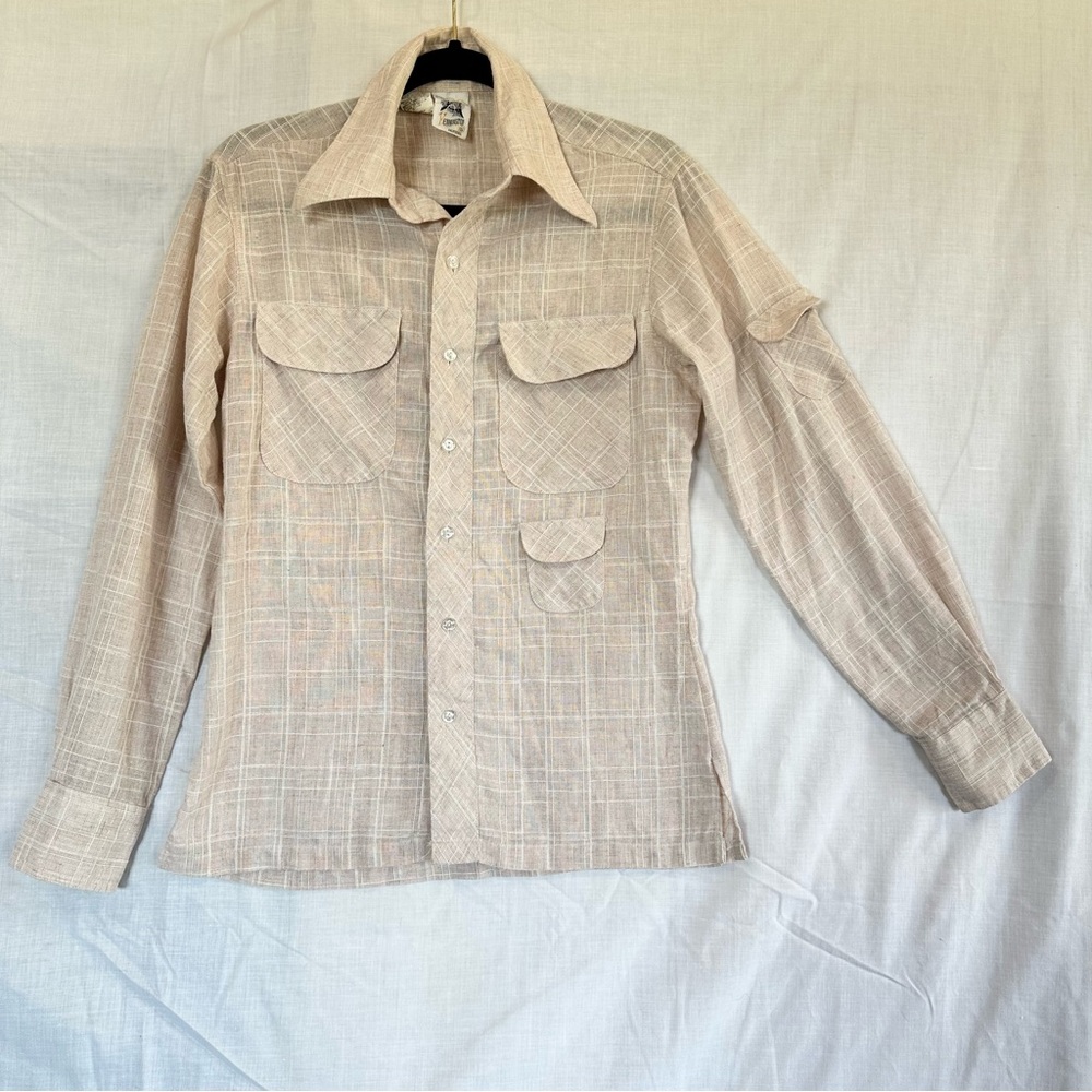 Vintage‎ Kennington Tan Lightweight plaid Shirt Jacket with Relaxed Silhouette
